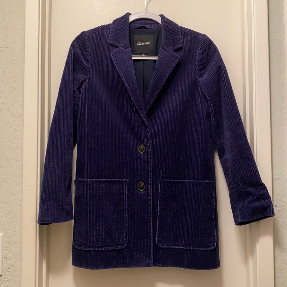 Madewell blue velvet corduroy blazer